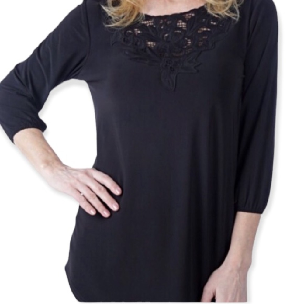 Black Lace top tunic top NWT